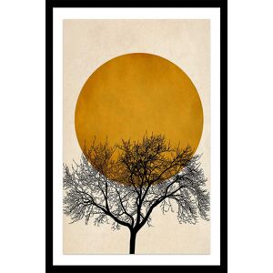 Hexoa Affiche dessin arbre et serenite avec cadre noir 60x90cm