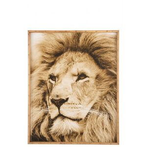 LANADECO Decoration murale lion en bois marron 81x100x5 cm