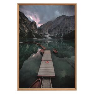 Ceanothe Tableau mural encadre barque en montagne 65x97 cm