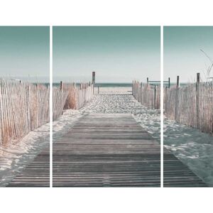 Ceanothe Triptyque sur toile chemin sur la plage 125x97 cm