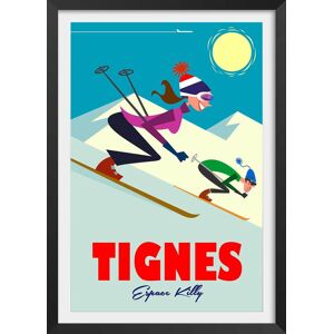 Hexoa Affiche Ski a Tignes avec cadre noir 40x60cm