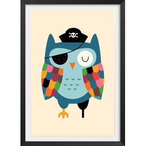 Hexoa Affiche capitaine hibou avec cadre noir 40x60cm