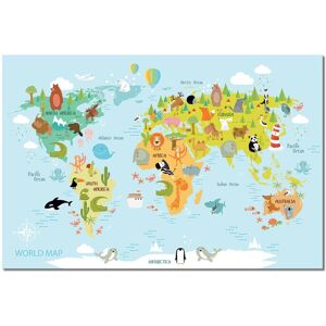 Hexoa Tableau world map and animals toile imprimee 120x80cm