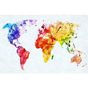Hexoa Tableau carte du monde multicolore toile imprimee 120x80cm