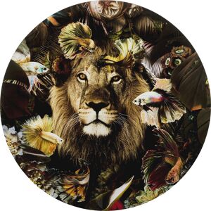 Kare Design Tableau rond lion et poissons en verre D100