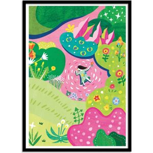 Wall Editions SECRET GARDEN - Affiche d'art avec Cadre bois noir - 50 x 70 cm