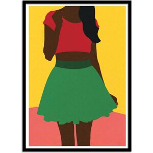 Wall Editions Affiche 50x70 cm et cadre noir - Girl withtop and skirt - Rosi Feist