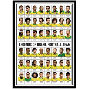 Wall Editions Affiche 50x70 cm et cadre noir - Legends of Brazil Football team - Ol