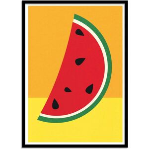 Wall Editions Affiche 50x70 cm et cadre noir - Watermelon Slice - Rosi Feist