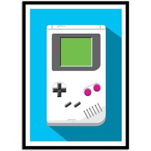 Wall Editions Affiche 50x70 cm et cadre noir - Retro Gamer : Game Boy - Olivier Bou