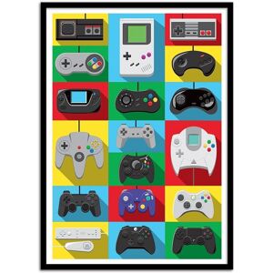 Wall Editions Affiche 50x70 cm et cadre noir - Legendary Controllers - Olivier Bour