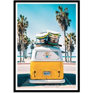 Wall Editions Affiche 50x70 cm et cadre noir - Van life in yellow - Gal Design