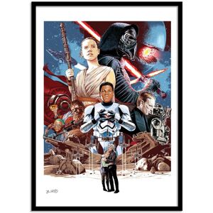 Wall Editions THE FORCE AWAKEN - Affiche d'art avec Cadre bois noir - 50 x 70 cm