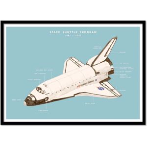 Wall Editions Affiche 50x70 cm et cadre noir - Space Shuttle - Florent Bodart