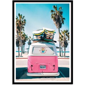 Wall Editions Affiche 50x70 cm et cadre noir - Van life in pink - Gal Design