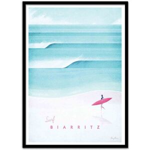 Wall Editions Affiche 50x70 cm et cadre noir - Surf Biarritz - Henry Rivers