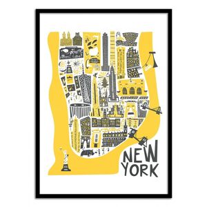 Wall Editions Affiche 50x70 cm et cadre noir - New-York Map - Fox and Velvet