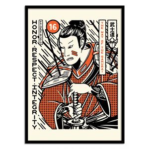 Wall Editions Affiche 50x70 cm et cadre noir - Samurai - Paiheme Studio