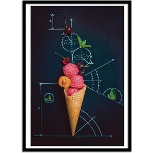 Wall Editions Affiche 50x70 cm et cadre noir - Ice cream theory