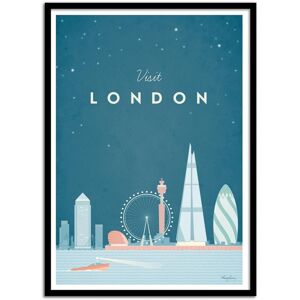 Wall Editions VISIT LONDON - Affiche d'art avec Cadre bois noir - 50 x 70 cm