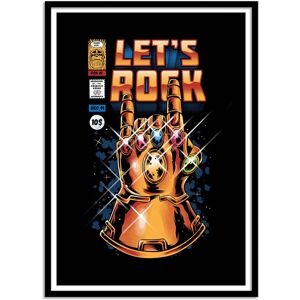 Wall Editions LET'S INFINITY ROCK - Affiche d'art avec Cadre bois noir - 50 x 70 cm