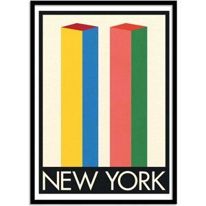 Wall Editions Affiche 50x70 cm et cadre noir - New-York Twin Towers - Rosi Feist