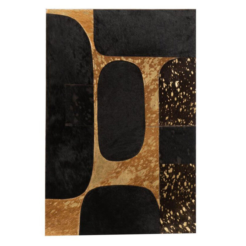 Meubles & Design Tableau moderne en cuir 40x60cm noir et doré