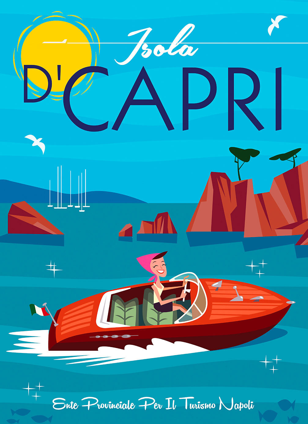 Hexoa Tableau voyage à capri imprimé sur toile 60x90cm