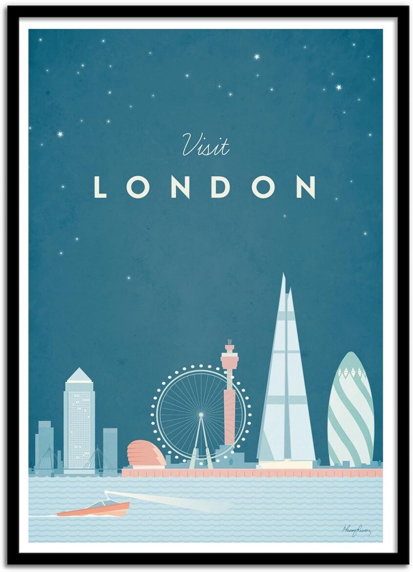 Wall Editions VISIT LONDON - Affiche d'art avec Cadre bois noir - 50 x 70 cm