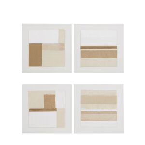 Maisons du Monde Toiles abstraites peintes blanches, beiges et taupe (x4) 60x60