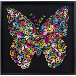 Kare Design Tableau noir papillons multicolores en relief 120x120