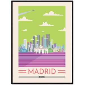 Momark Affiche avec cadre noir - Madrid - 50x70