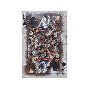 DECO-MURALE.shop Tableau relief en métal carte dame de trefle 120x80