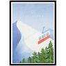 Wall Editions SKI LES ALPES - Affiche d'art avec Cadre bois noir - 50 x 70 cm