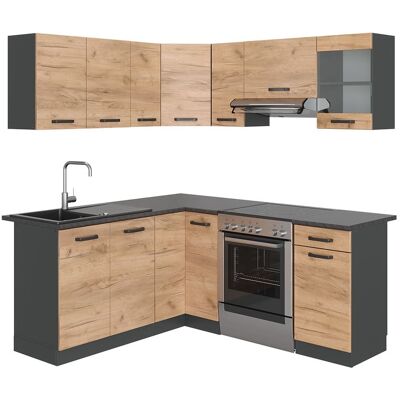Vicco Cuisine dangle, ap anthracite chêne doré/anthracite 187x81.6cm - Publicité Vicco Cuisine dangle, ap anthracite chêne doré/anthracite 187x81.6cm - Publicité
