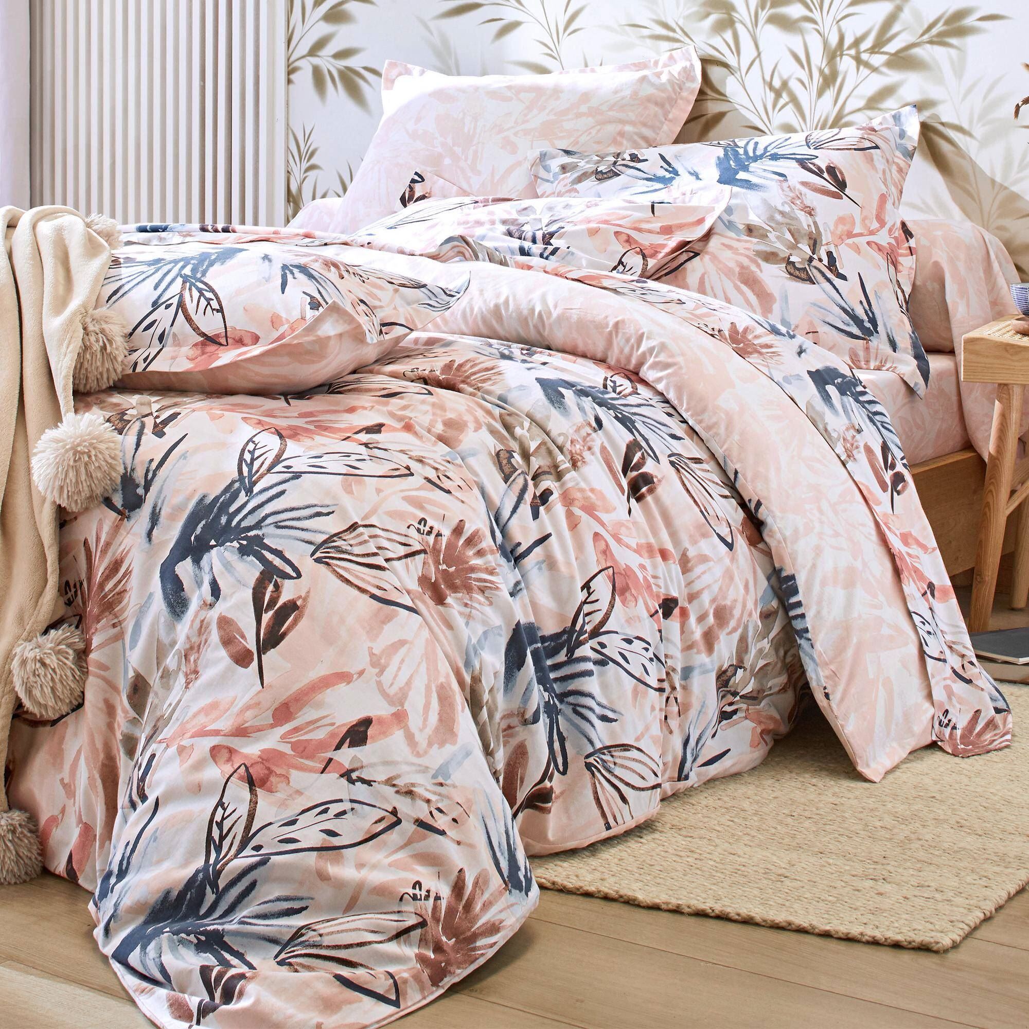 Becquet Housse de couette 140x200 beige rosé en coton