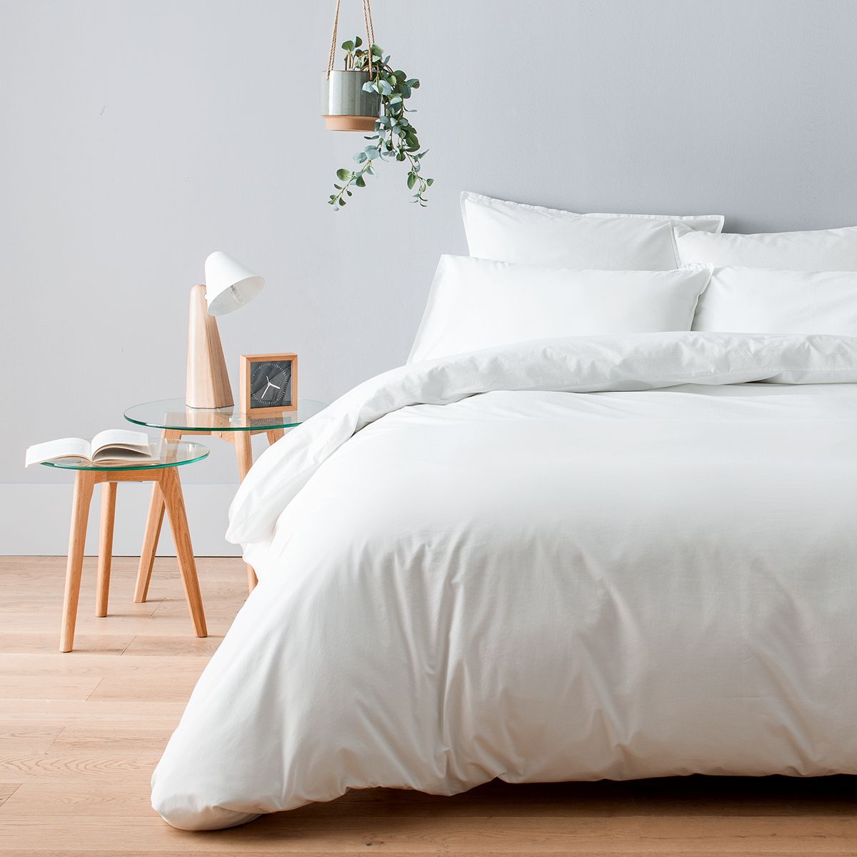 Cotton & Co Housse de couette blanc 140 x 200 cm percale coton lavée