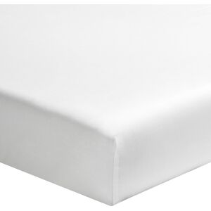 Essix Drap housse uni en percale de coton blanc 200x200