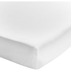 Essix Drap housse uni en coton lave blanc 140x200