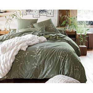 Becquet Housse de couette 260x240 en percale de coton vert kaki