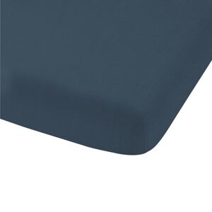 Matt & Rose Drap-housse uni en lin lave Bleu Marine 160x200cm - Bonnet 30cm