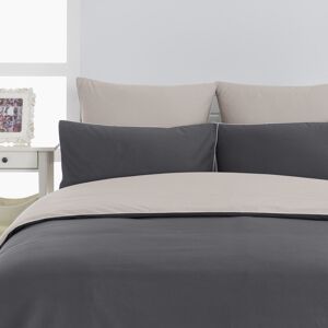 Sensei Maison Housse de couette bicolore en percale coton Anthracite/Gris 200x200 cm