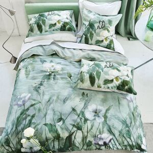 Designers Guild Housse de couette imprimee en satin de coton vert 140x200