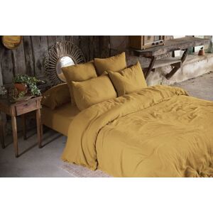 Home collection Housse de couette gaze de coton jaune 260x240 cm