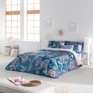 Ethere Housse de couette imprime en percale coton bleu 260x240 cm