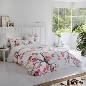 Ethere Housse de couette imprime floral en percale coton rouge 200x200 cm