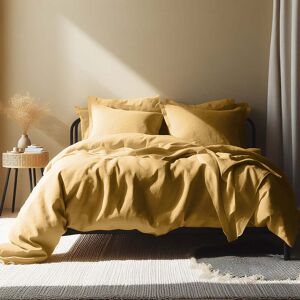 Febronie Housse de couette lin lave 260x240 jaune curcuma