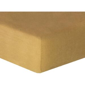 Febronie Drap housse lin lave 200x200x40 jaune curcuma