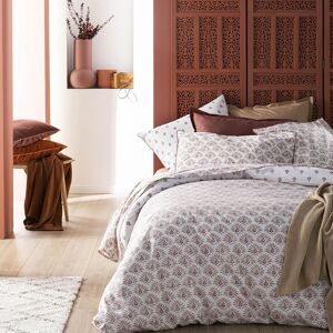 Essix Housse de couette en percale de coton rose et beige 140x200