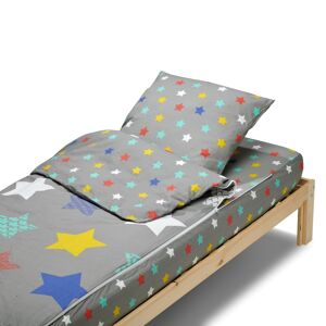 Bleu Calin Parure de lit enfant sans couette motif etoiles stars 90x190cm